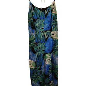 Tropical Print Maxi Dress Size XXL Blue and Green.